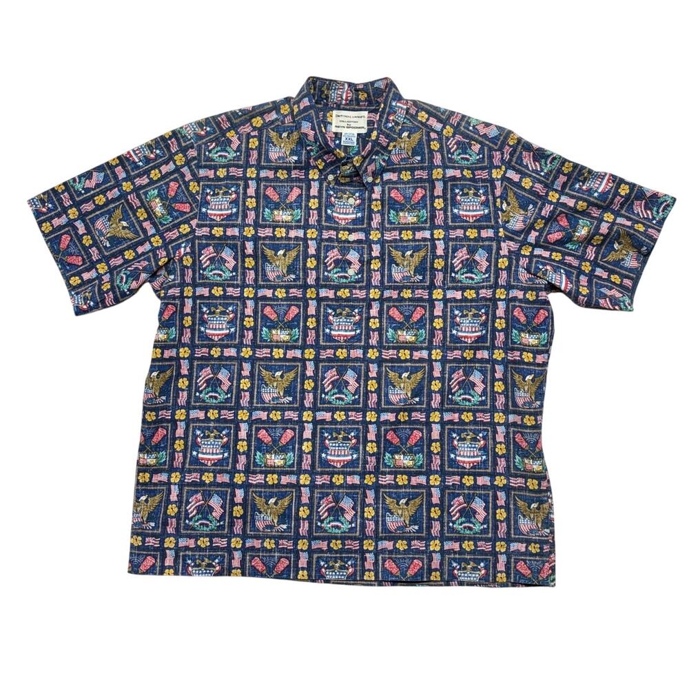 Reyn Spooner Dietrich Varez Hawaiian Flag Shirt Mens XXL Eagle Made in Hawaii